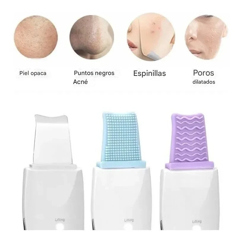 LIMPIADOR FACIAL ULTRASÓNICO + MÁSCARA DE PESTAÑAS Y CEJAS CON ÁCIDO HIALURÓNICO GRATIS