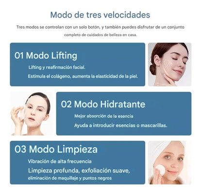 LIMPIADOR FACIAL ULTRASÓNICO + MÁSCARA DE PESTAÑAS Y CEJAS CON ÁCIDO HIALURÓNICO GRATIS
